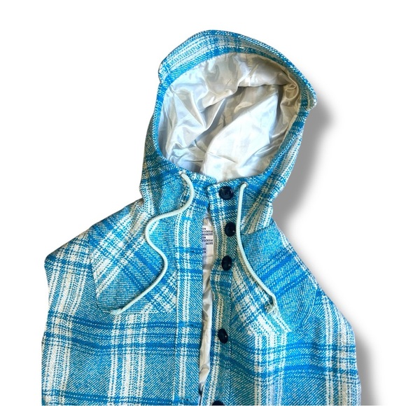 BAUM UND PFERDGARTEN Plaid Vest Jacket Button Up Front Pockets Med Blue White - Picture 2 of 10
